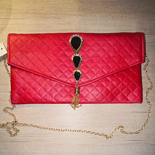 Red quilted faux leather - faux,