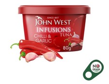 2 X John West Chilli & Garlic No Drain Tuna Infusions 80g