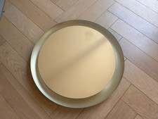 John Lewis Illuminated Round Bathroom Tray Mirror, Brushed Brass RRP £360
