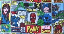 Marvel Flannel Fabric - Comic Action Around - 100% Cotton - Multiple Sizes