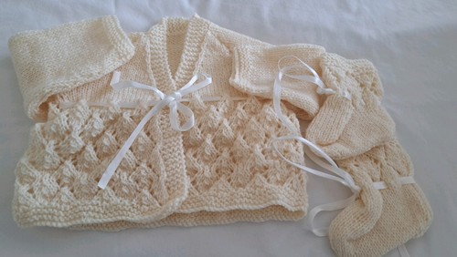 Hand knitted cream - knitted, matinee