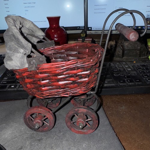 Vintage wicker wood metal - wood,