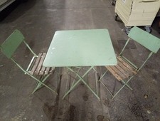 Vintage Metal Folding Cafe Table With Chairs