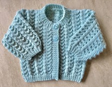 *NEW* (6-9 Months /20” ) Handknitted Duck Egg Blue Baby Cardigan (Shell Stitch)
