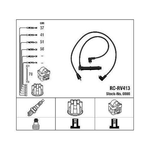Ignition cable kit ngk 0888 - kit,