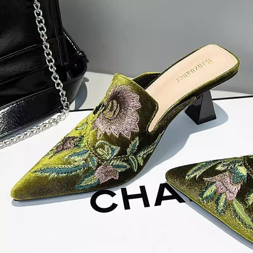 Women velvet embroidery - women's, mule