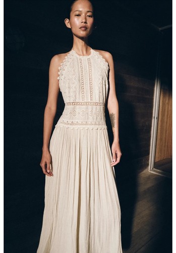 Zara cream lace midi - lace,