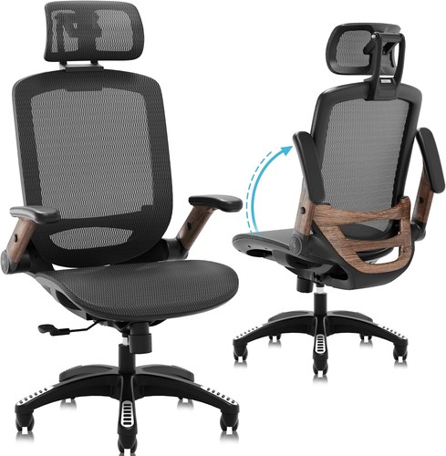 Mesh task chair dark woodgrain - task,