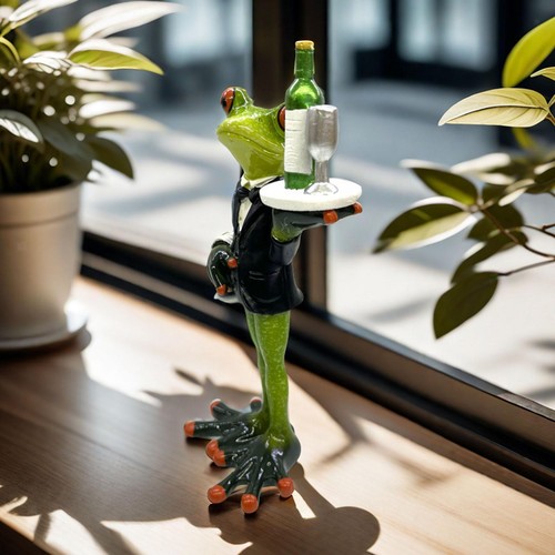 Waiter frog statue animal - waiter,