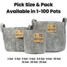 Fabric Pots Grow Bags for Plants & Tomatoes | Reusable Grey 3.8L–95L Bags