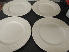 SET OF 4 WHITE EMBOSSED STRAWBERRY DESIGN 11" DINNER PLATES