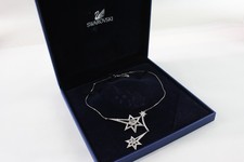 Swarovski Crystal Star Necklace Silver Tone Signed Branded Boxed