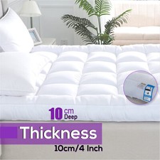 Mattress Toppers Microfiber 10cm Hotel Quality Box Stitch Anti Allergy All Sizes
