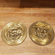 Pair Vintage Brass Wall Plates
