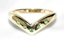 9ct Gold Wishbone Wedding Ring (2.40g) set with Natural Tsavorite Green Garnets