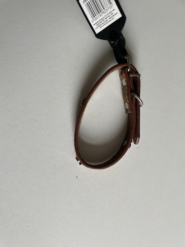 Faux leather brown paw stud - leather,