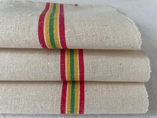 SET OF 3 UNUSED VINTAGE FRENCH LINEN METIS TEA TOWES TORCHONS DISH CLOTHS