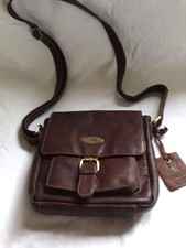 ROWALLAN Conker Brown Leather Cross Body Bag
