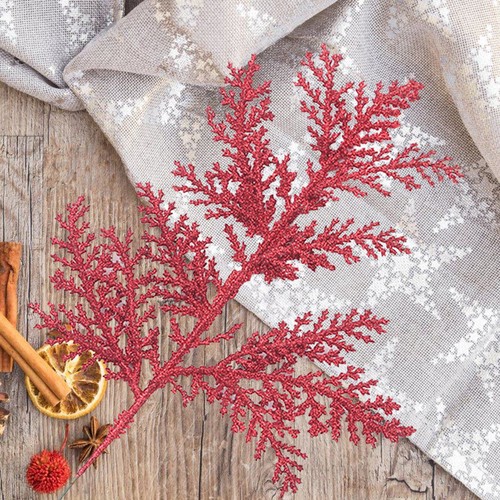 Red artificial pine branches - red,