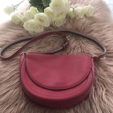 Women’s Cath Kidston Crossbody Saddle Bag Pink Faux Leather Floral Lining