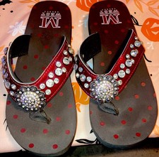 Montana West Red Studded Wedge