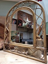 vintage bamboo arched top wall mirror 1970s retro boho interior