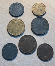 World War Two 7x German Nazi Coins - Including Silver Very Collectable - No Res