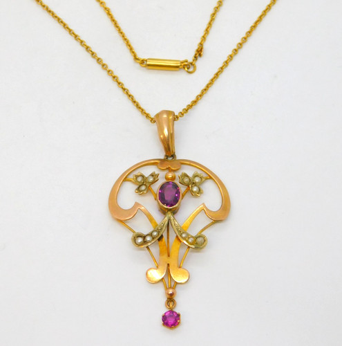 Edwardian 9ct gold garnet - edwardian,