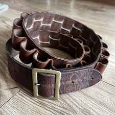 Antique Brady Leather Hand Sewn Closed Loop 12g Cartridge Belt Size Medium 25