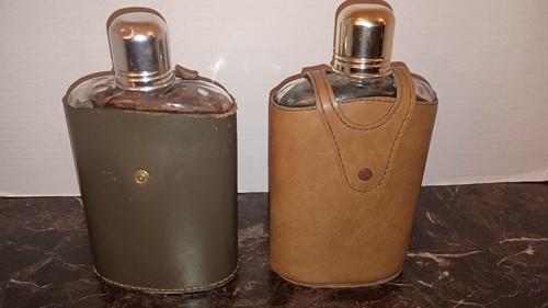 Vintage glass hip flask - vintage, of