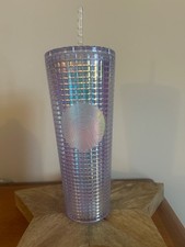 Starbucks 2020 Iridescent Pink Grid Disco Holiday Cold Cup Tumbler Venti 24oz.