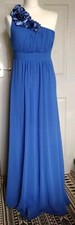 Jane Norman Blue Ruffle Lined Maxi Evening Roses, Beads - Dress - U.K. 12