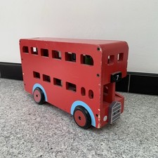 Habitat Wooden Red London Double Decker Bus Toy Vehicle Playset With Peg Figures