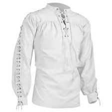 Men's Steampunk Vintage Gothic Victorian Medieval Ruffled Blouse Top Shirts UK