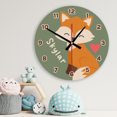 Personalised wall clock fox - wall,