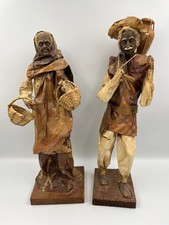 Pair of Vintage Paper Mache Mexican Figures, 34 cm Tall.