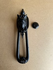 Black Cast Iron Hermes Door Knocker  Victorian Kenrick Antique Style Long Rapper