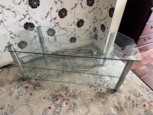 Clear glass tier corner tv - 3-tier,
