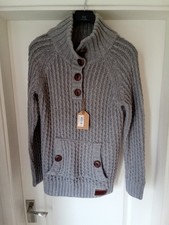 Women Superdry Orkney Henley grey long jumper, L, NEW With tags, £45 RRP99.99
