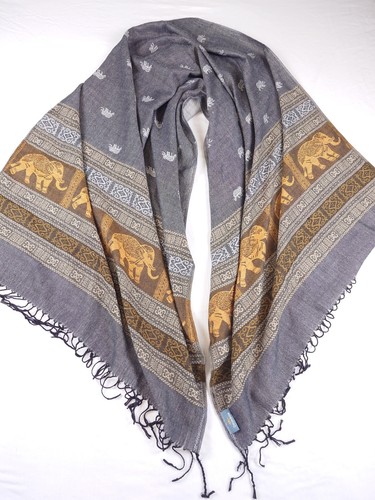 Elegant grey gold pashmina - elegant,