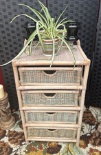 Vintage Wicker Bamboo 4 Draw