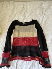 Tripp NYC Knitted Crotchet Black White Red Long Sleeve Jumper Top. Size S