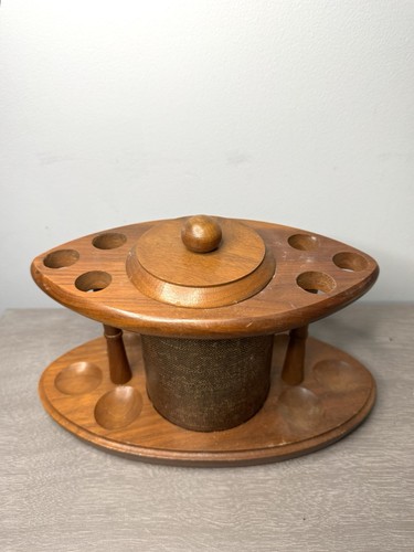 Vintage wood oval pipe stand - vintage,