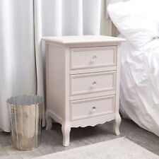 Pink 3 Drawer Bedside Table side table vintage shabby chic furniture storage