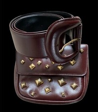 Rare Vintage Reporter  Italian Leather Studded Bum Bag /Waist Bag