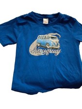 newquay cornwall VW Van Fistral Beach T Shirt Blue Kids Aged 5-7 26/28 100% Cott