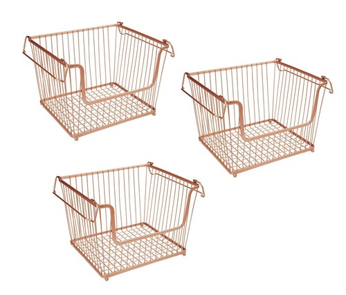Stackable storage basket metal - storage,