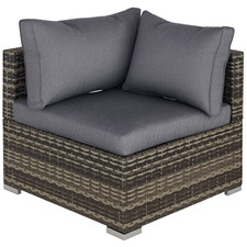Outsunny Rattan Corner Sofa Garden Rattan Furniture Single Sofa Chair Dark Grey
