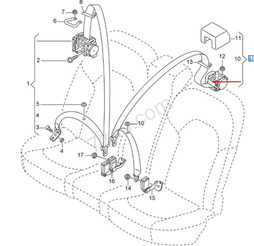 Audi rear centre - rear, seat