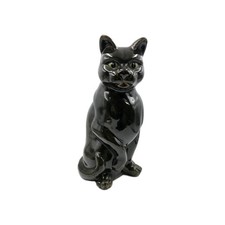 Large Black Glazed Ceramic Cat